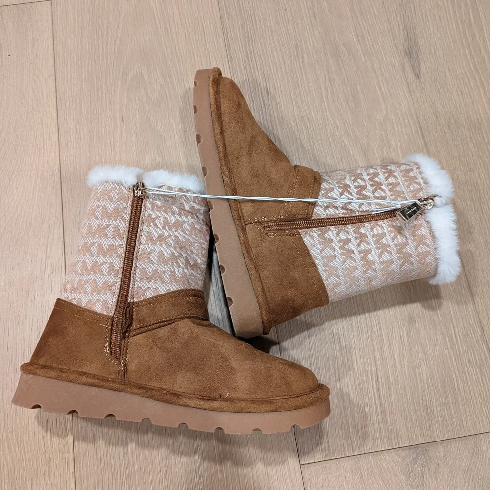 Michael Kors Brown and White Fur Boots